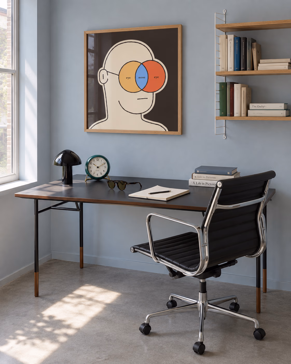 Eye Nose Eye by Simen Wahlqvist framed in a home office