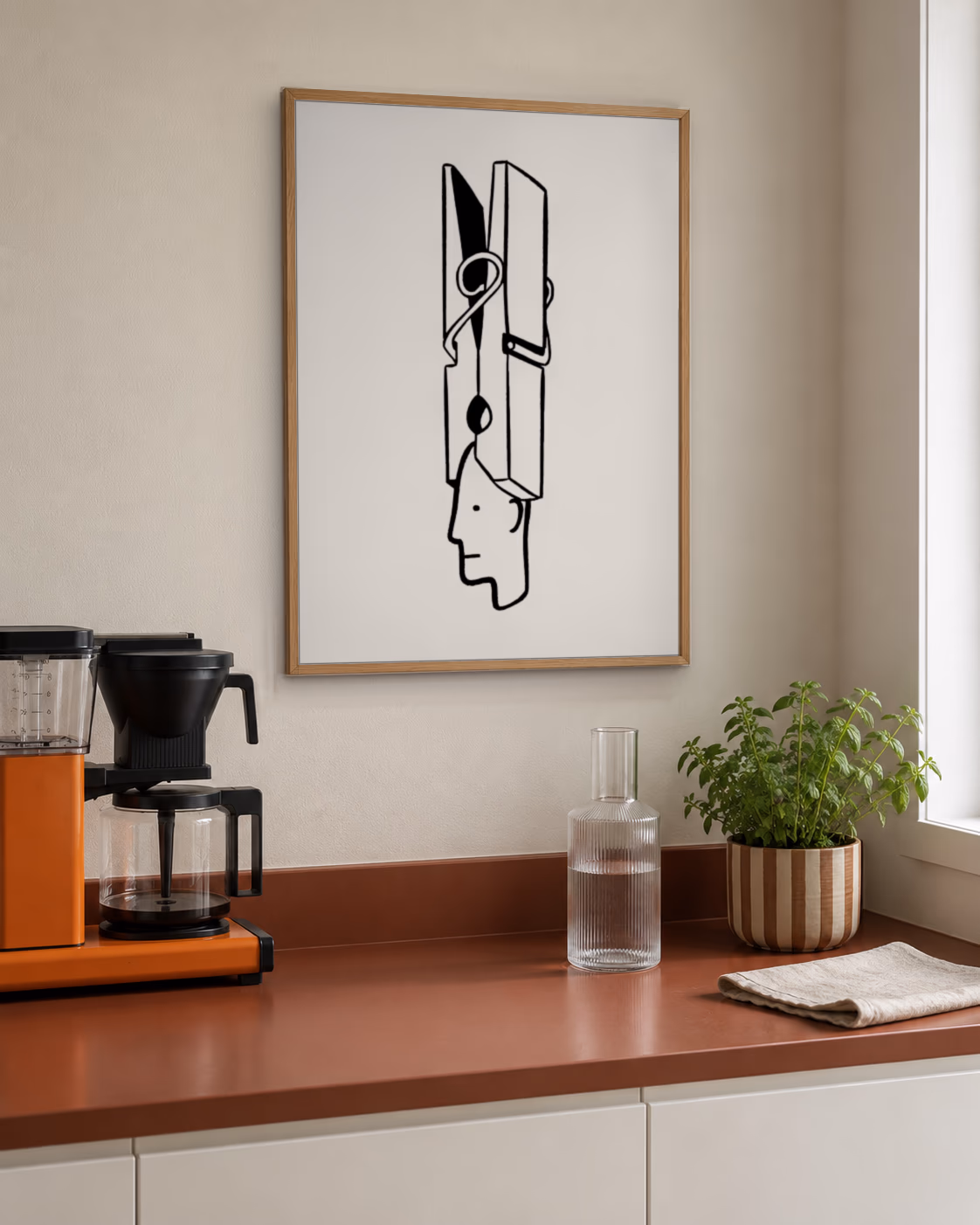 Pressure by Emma Iben, framed and styled in a room setting