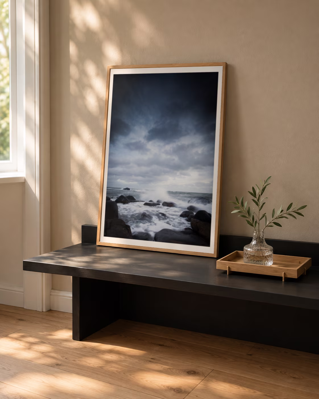 Storm by Patrik Wennerlund, framed and styled in a room setting