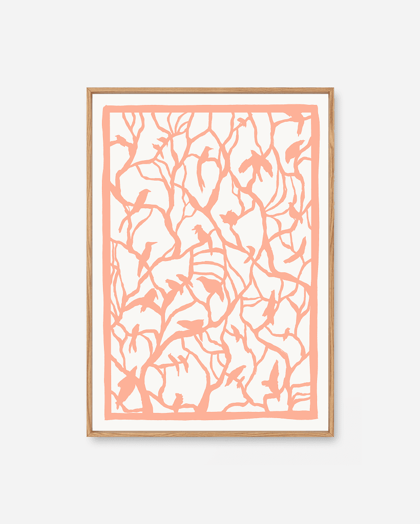 Tree Top Peach Scandinavian art print by Helene Brox