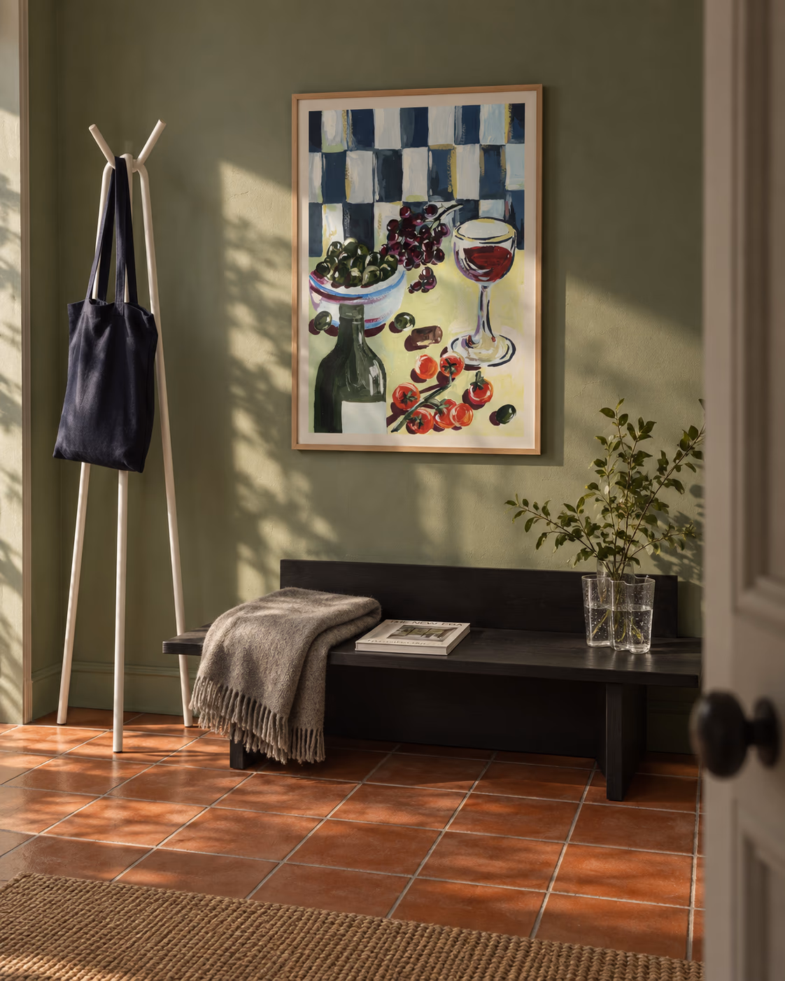 Vinkveld by Sia Siamos, framed and styled in a room setting