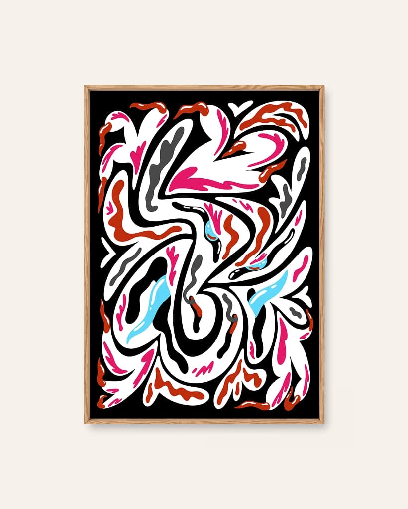 Dragon av Helene Brox, et abstrakt skandinavisk kunsttrykk