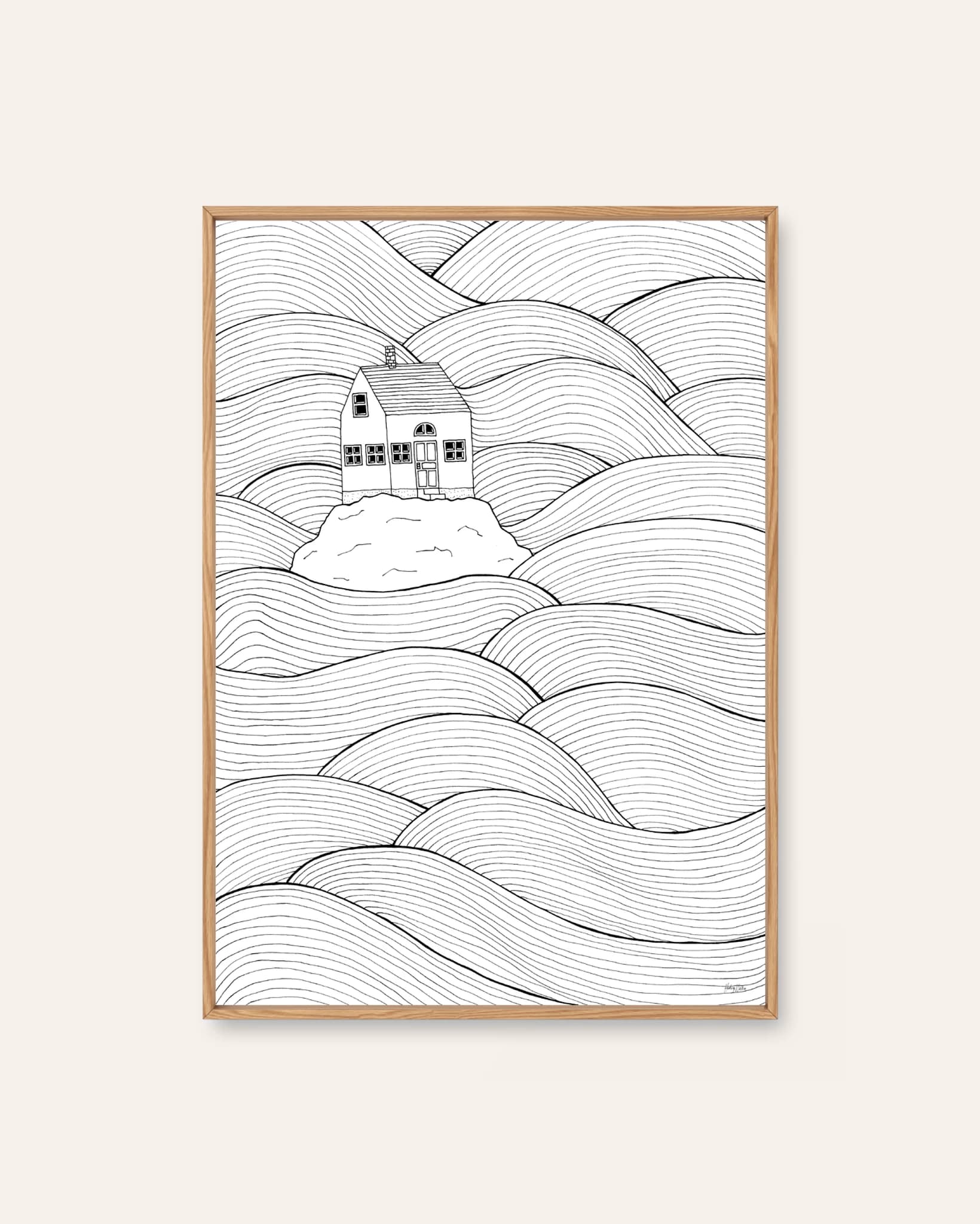Small House Big Ocean by Hedvig Wallin, an illustrated Scandinavian art print