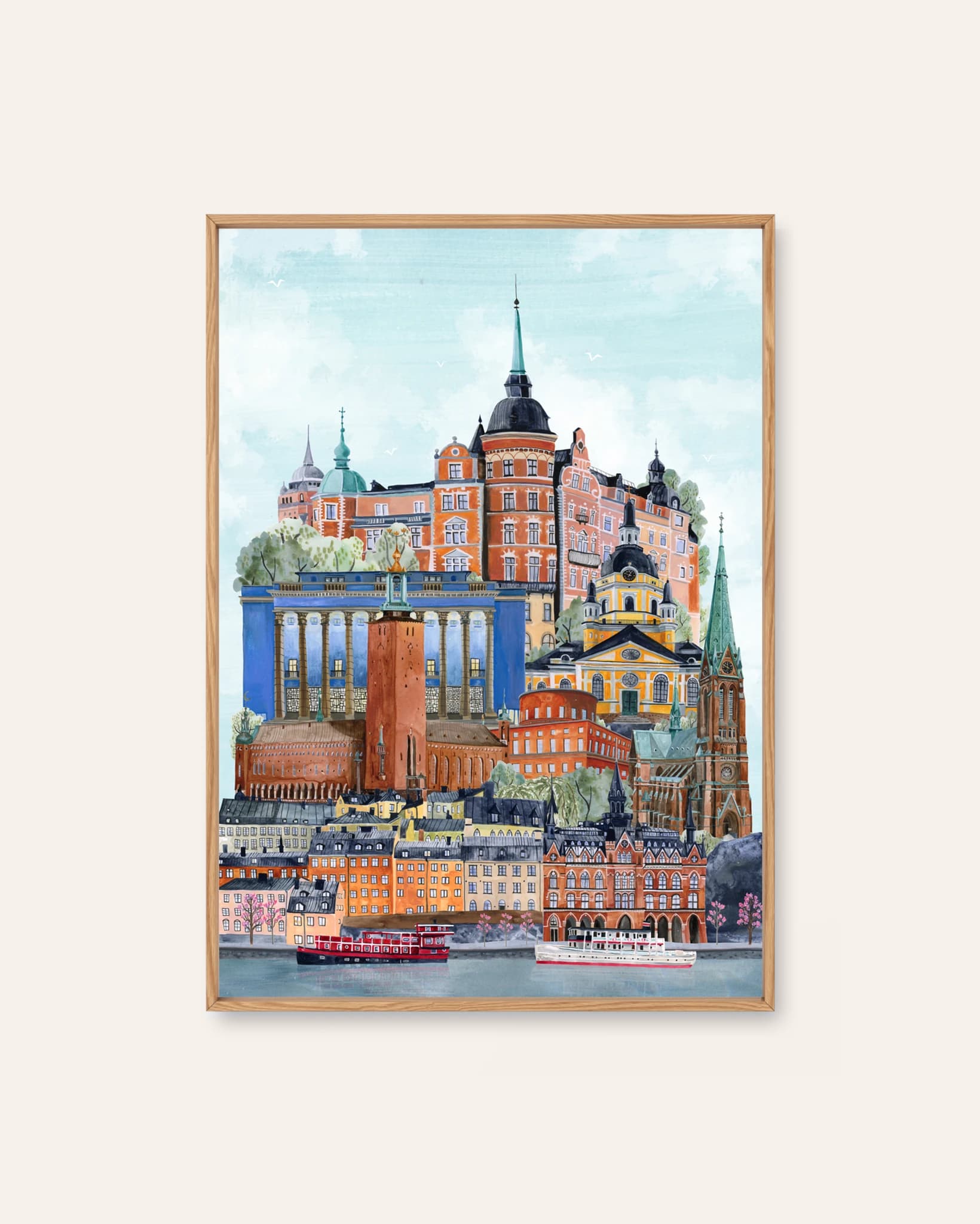 Stockholm by Ishtar Bäcklund Dakhil, an illustrated Scandinavian art print
