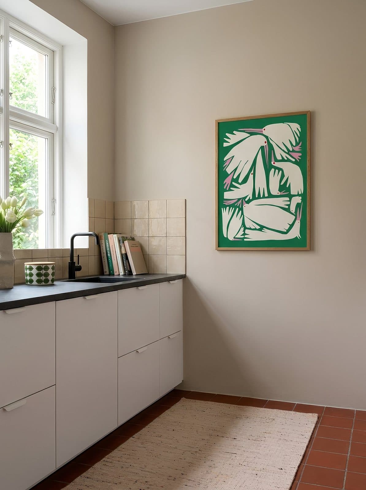birdie green styled in a room scene